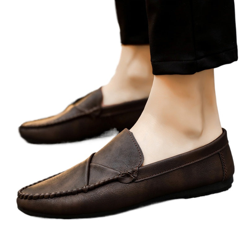British style work soft sole waterproof casual brown lightweight non-slip boys loafers men's shoes business