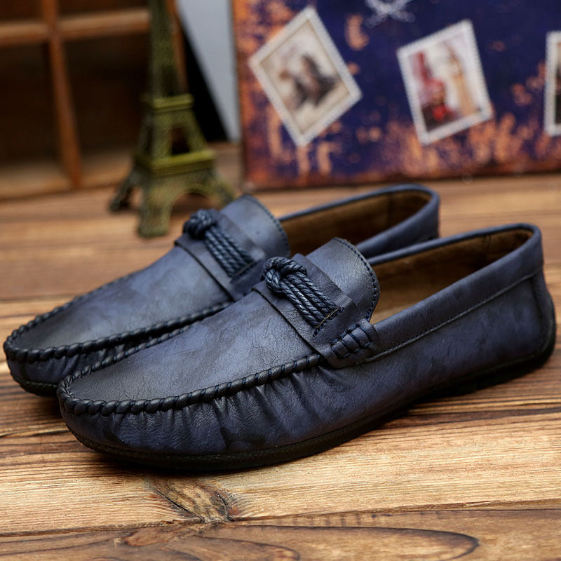 Men's Gray Leather Loafers