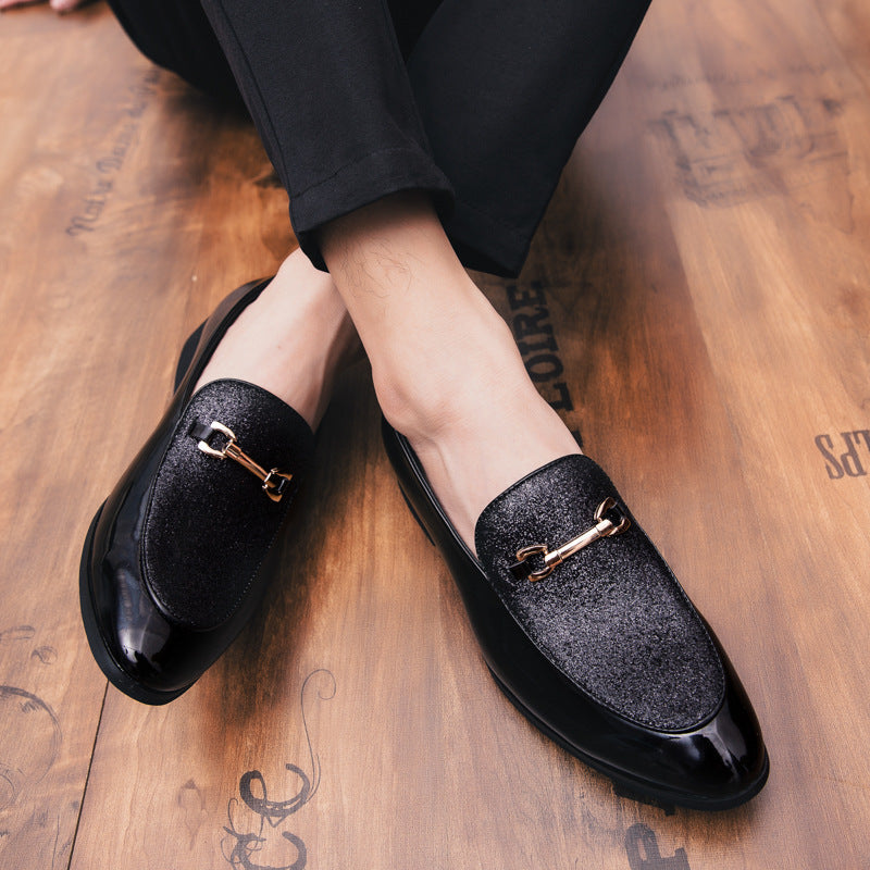 Men's Black Leather Formal Shoes, British Style, Style 6471