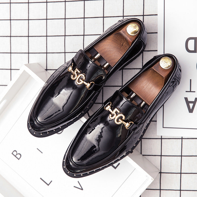 Men's Black Leather Formal Shoes, British Style, Height Increasing, Style 7255