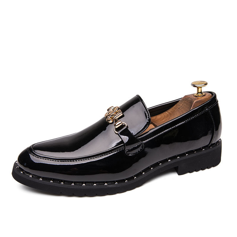 Men's Black Leather Formal Shoes, British Style, Height Increasing, Style 3543