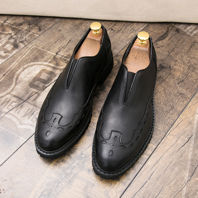 Men's Black Leather Formal Shoes, British Style, Style 7559