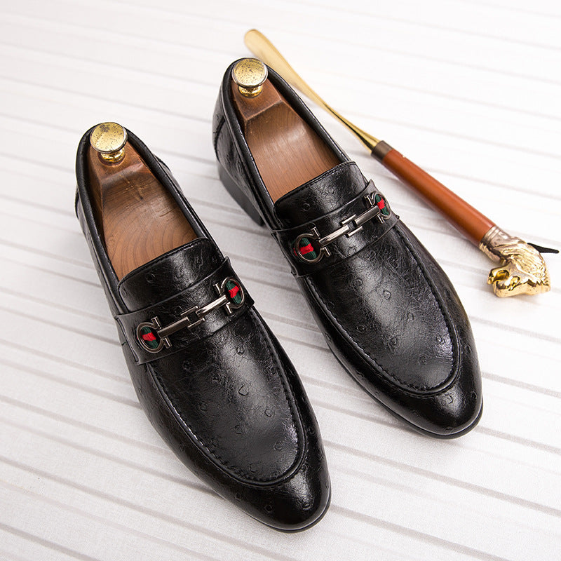 Men's Black Leather Formal Shoes, Retro, Business, Style 2551