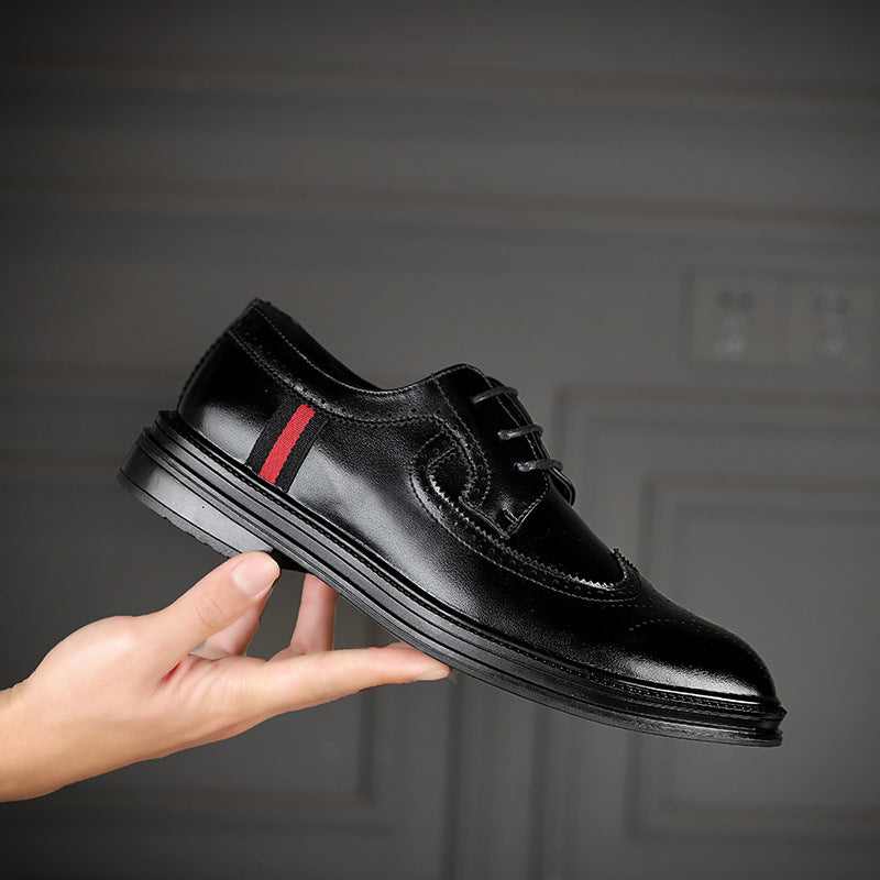 Men's Black Leather Formal Shoes, Business, Breathable, Style 4727