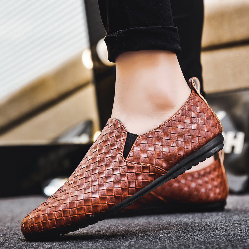 Spring Doudou Shoes Men's Shoes Men's Casual Shoes Tide Shoes Lazy Shoes Sleeve Society One Pedal Leather Shoes Glossy