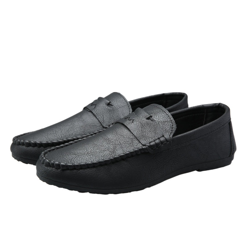 Loafers men's trend 2024 new casual leather shoes summer breathable lazy one pedal soft-soled driving men's shoes