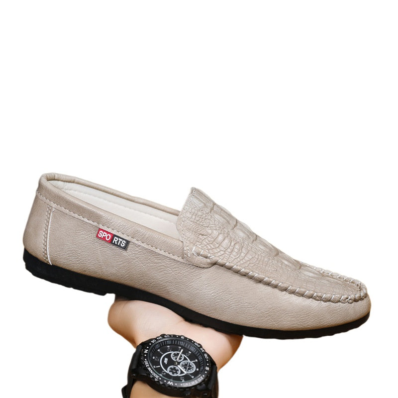 Korean version of summer 2024 new one-pedal casual trend crocodile pattern beanie shoes men's versatile lazy loafers