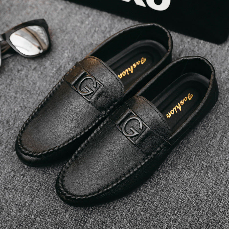 Loafers men's lazy shoes soft leather shoes Korean version casual shoes men's shoes summer new men's versatile trend shoes