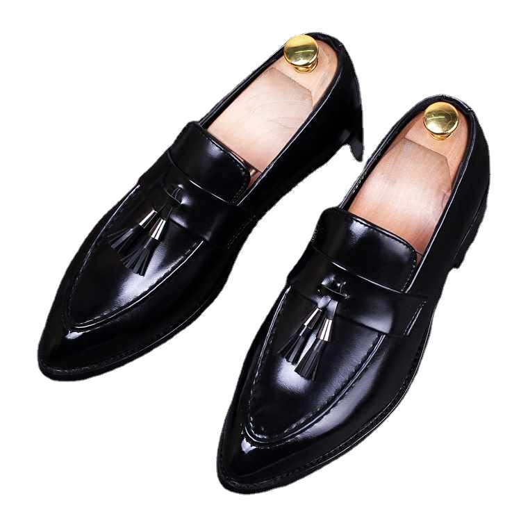 Men's Black Leather Loafers, Style 5207