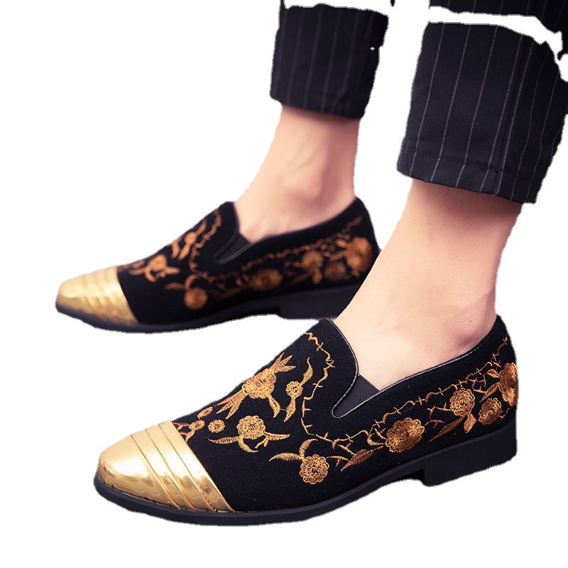Men's Leather Formal Shoes, Embroidered, British Style