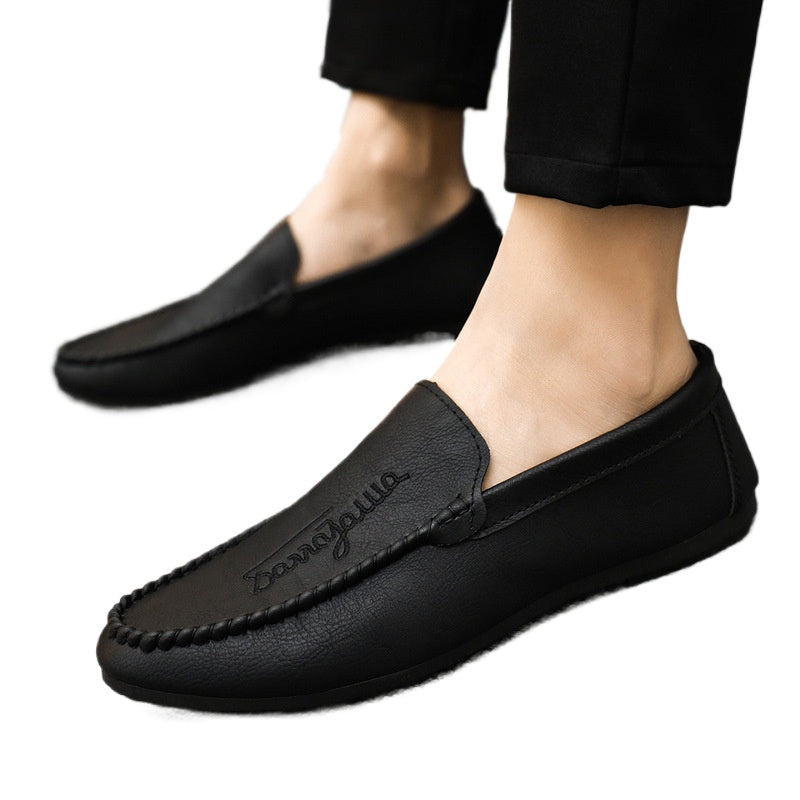 Lazy black spirit guy shoes business fashion soft surface breathable British style loafer beanie shoes platform Internet celebrity