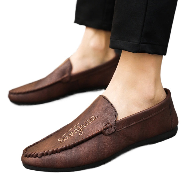 Lazy black spirit guy shoes business fashion soft surface breathable British style loafer beanie shoes platform Internet celebrity