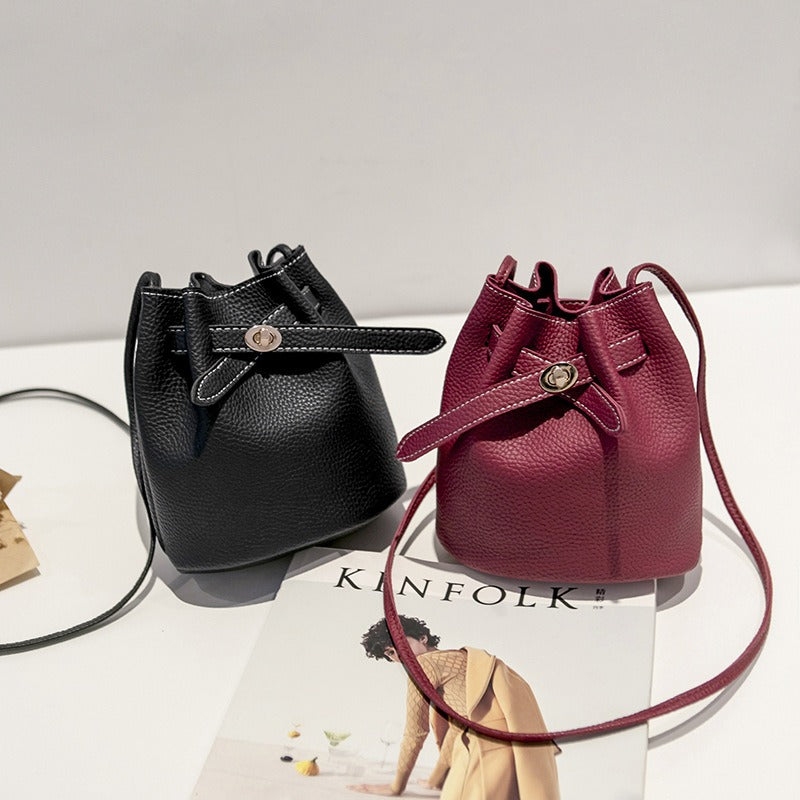 2024 Wide-Band Lock Bucket Bag - Korean Style