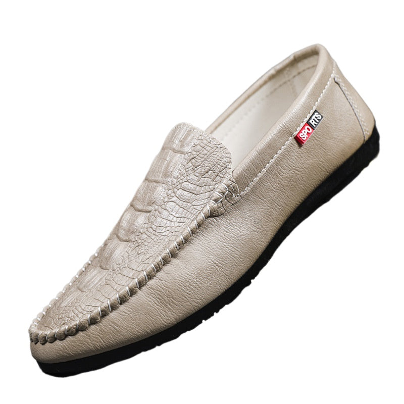 Korean version of summer 2024 new one-pedal casual trend crocodile pattern beanie shoes men's versatile lazy loafers