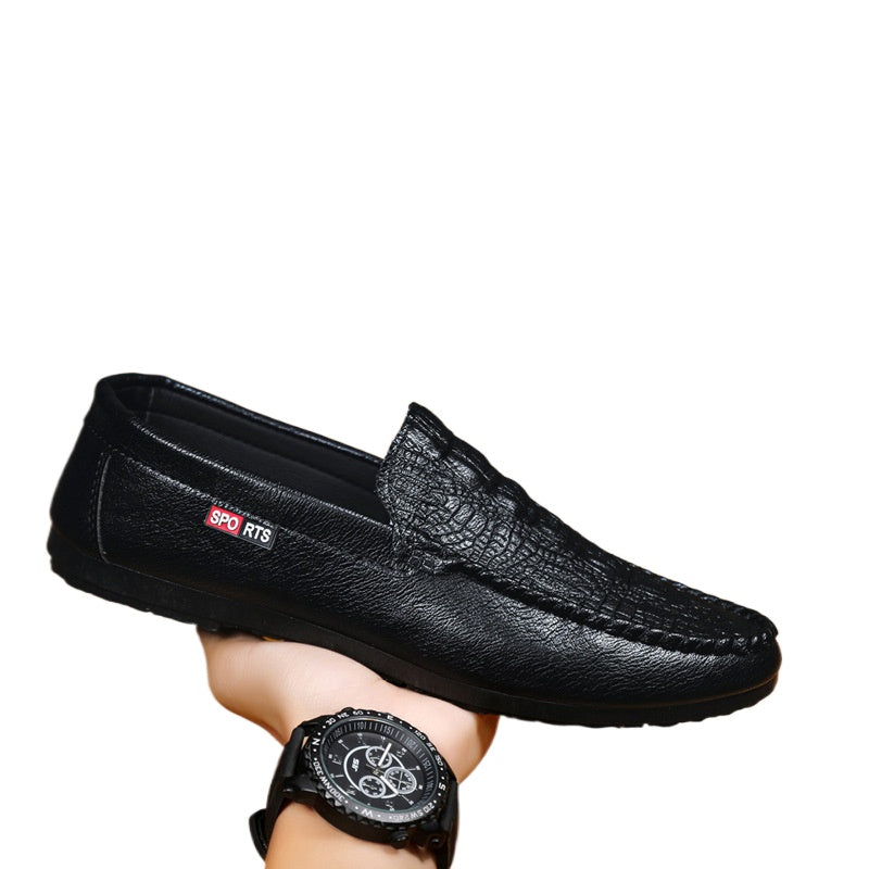 Korean version of summer 2024 new one-pedal casual trend crocodile pattern beanie shoes men's versatile lazy loafers