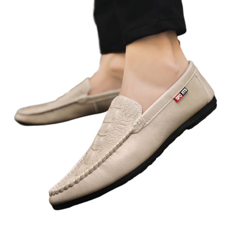 Korean version of summer 2024 new one-pedal casual trend crocodile pattern beanie shoes men's versatile lazy loafers