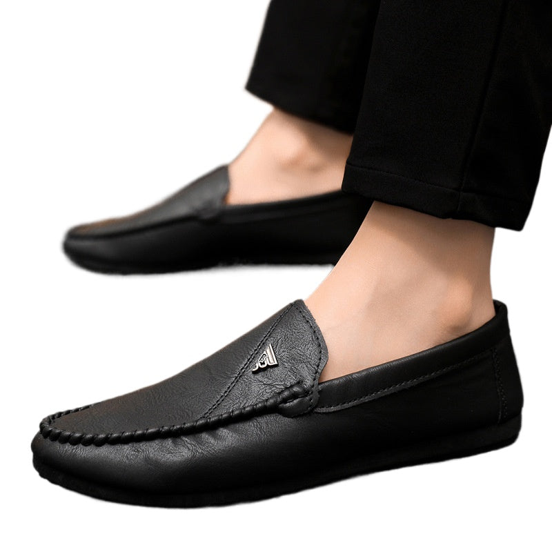 Lazy comfortable one-pedal loafers non-slip men's shoes British spring dress single shoes Wenzhou leather shoes business breathable
