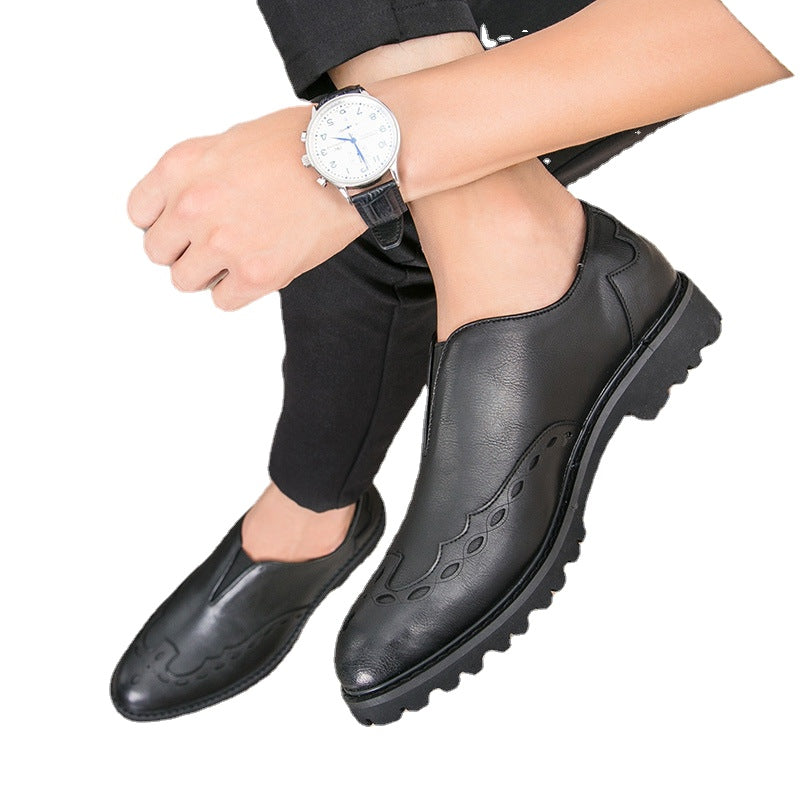 Men's Black Leather Formal Shoes, British Style, Style 7559