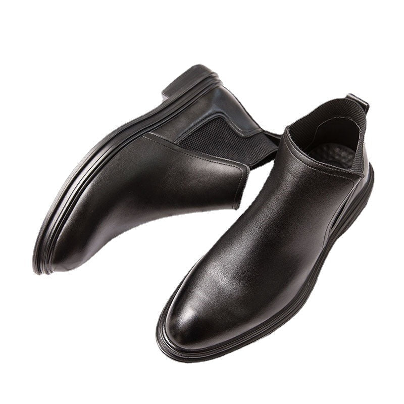 Men's Black Leather Chelsea Boots, Breathable
