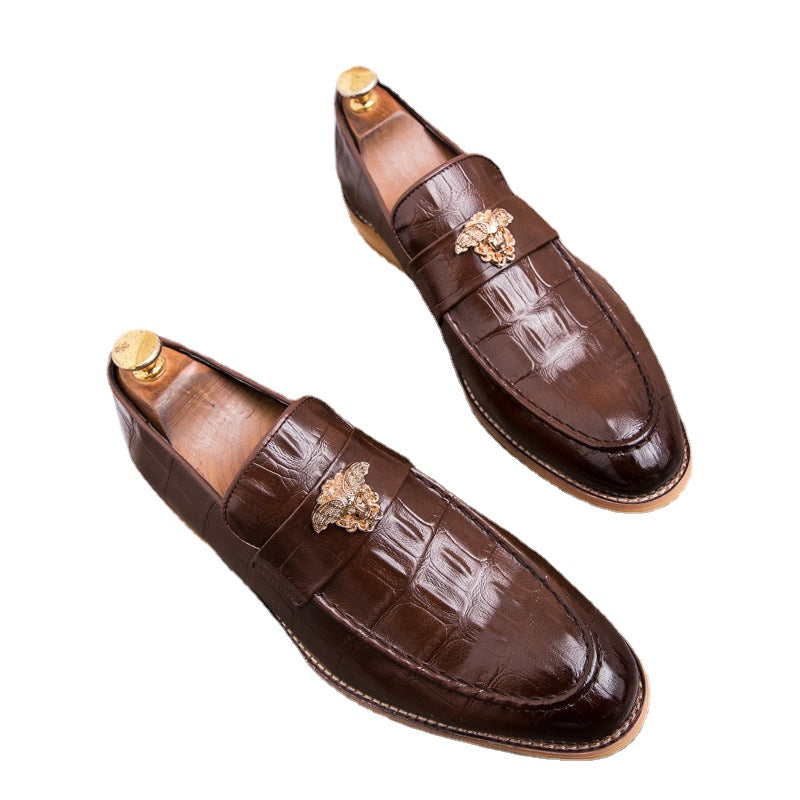 Men's Black Leather Formal Shoes, Retro, Business, Style 2391