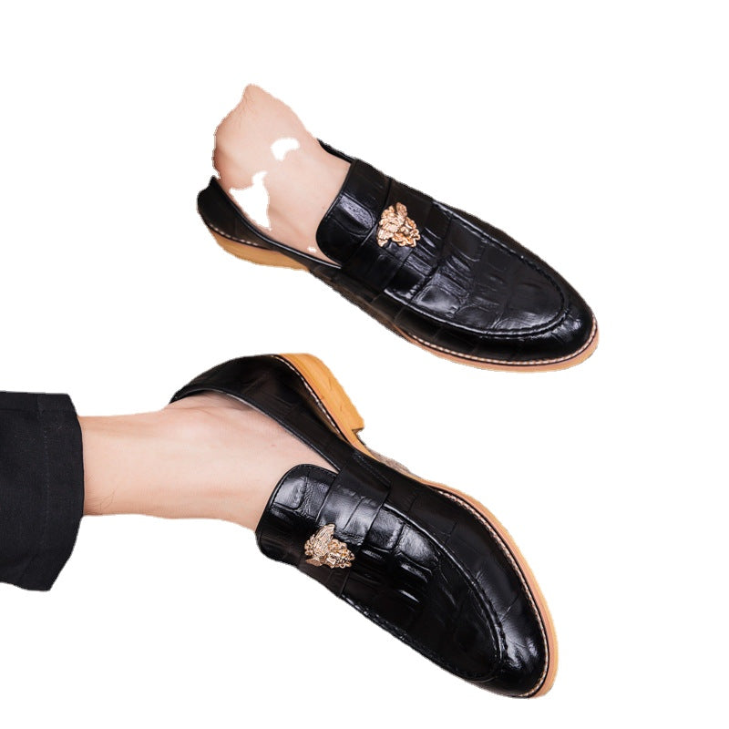 Men's Black Leather Formal Shoes, Retro, Business, Style 2391