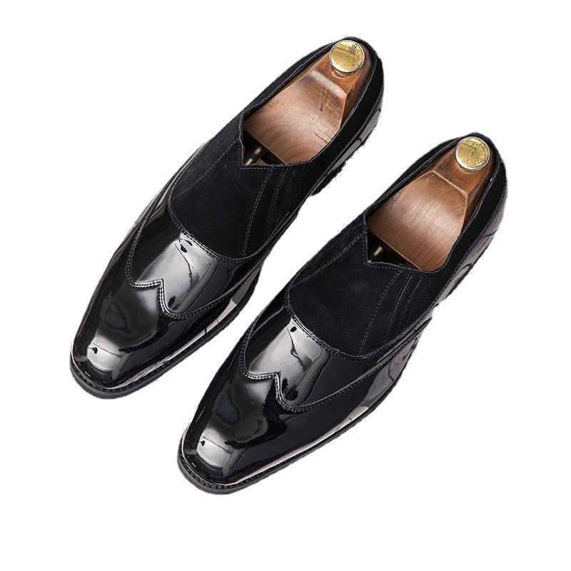 Men's Black Leather Formal Shoes, Retro