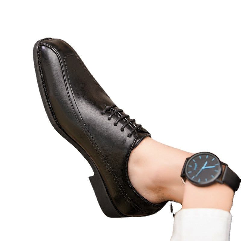 Men's Black Leather Formal Shoes, Retro, Wedding
