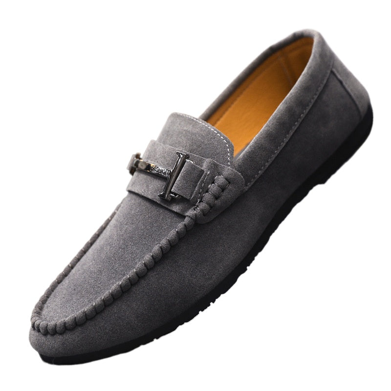 Loafers single shoes low top round head lazy shoes men's 2024 comfortable handmade leather shoes soft sole casual one pedal