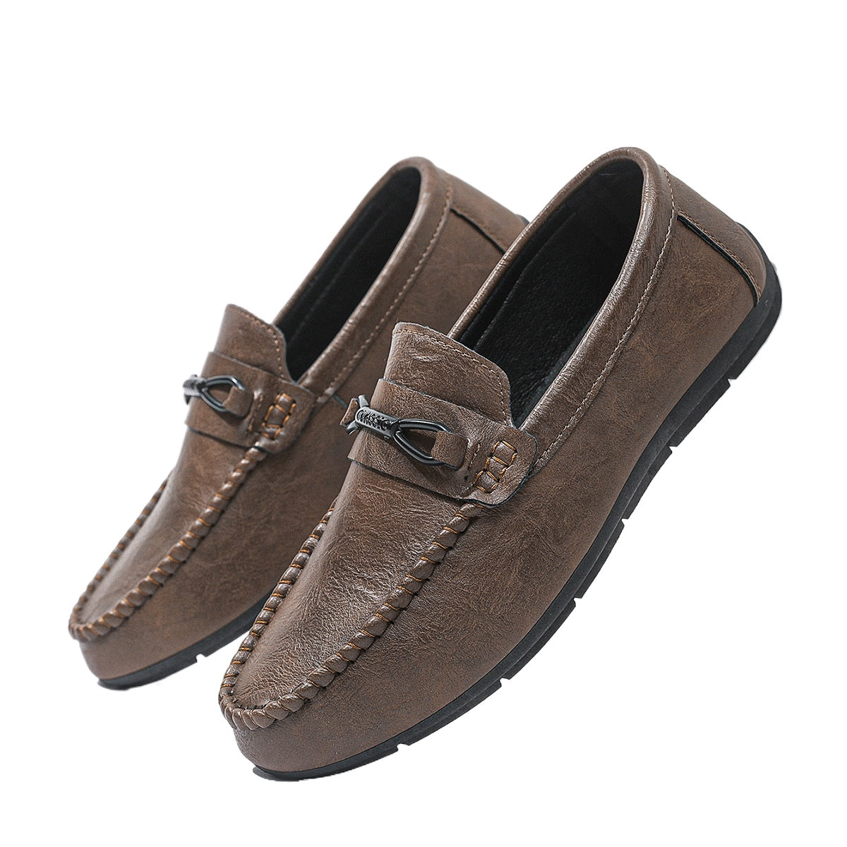 Soft-soled business men's shoes single shoes men's one-pedal Doudou loafers round head flat bottom spring trend low-top 2024
