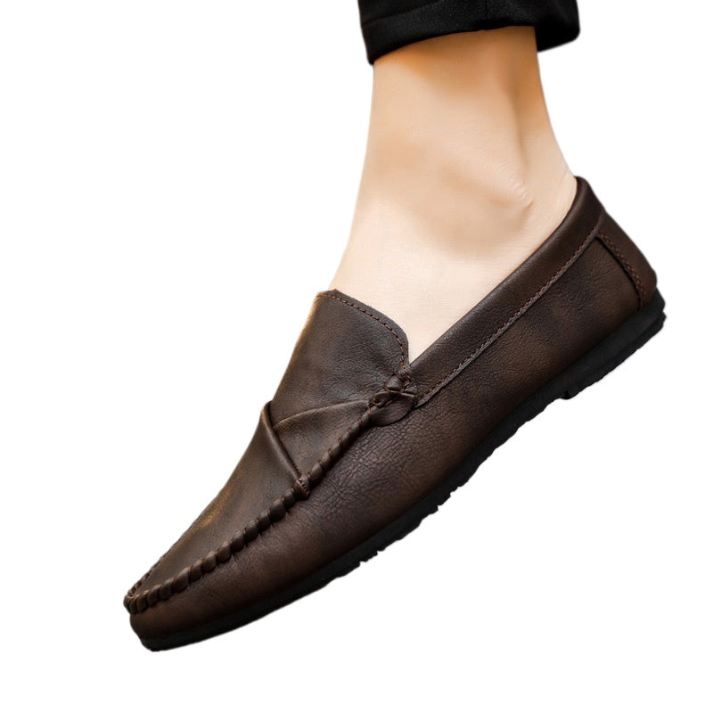 British style work soft sole waterproof casual brown lightweight non-slip boys loafers men's shoes business