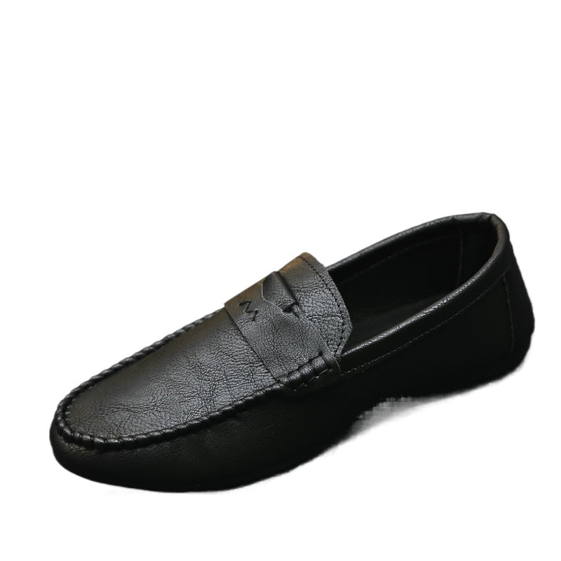 Loafers men's trend 2024 new casual leather shoes summer breathable lazy one pedal soft-soled driving men's shoes