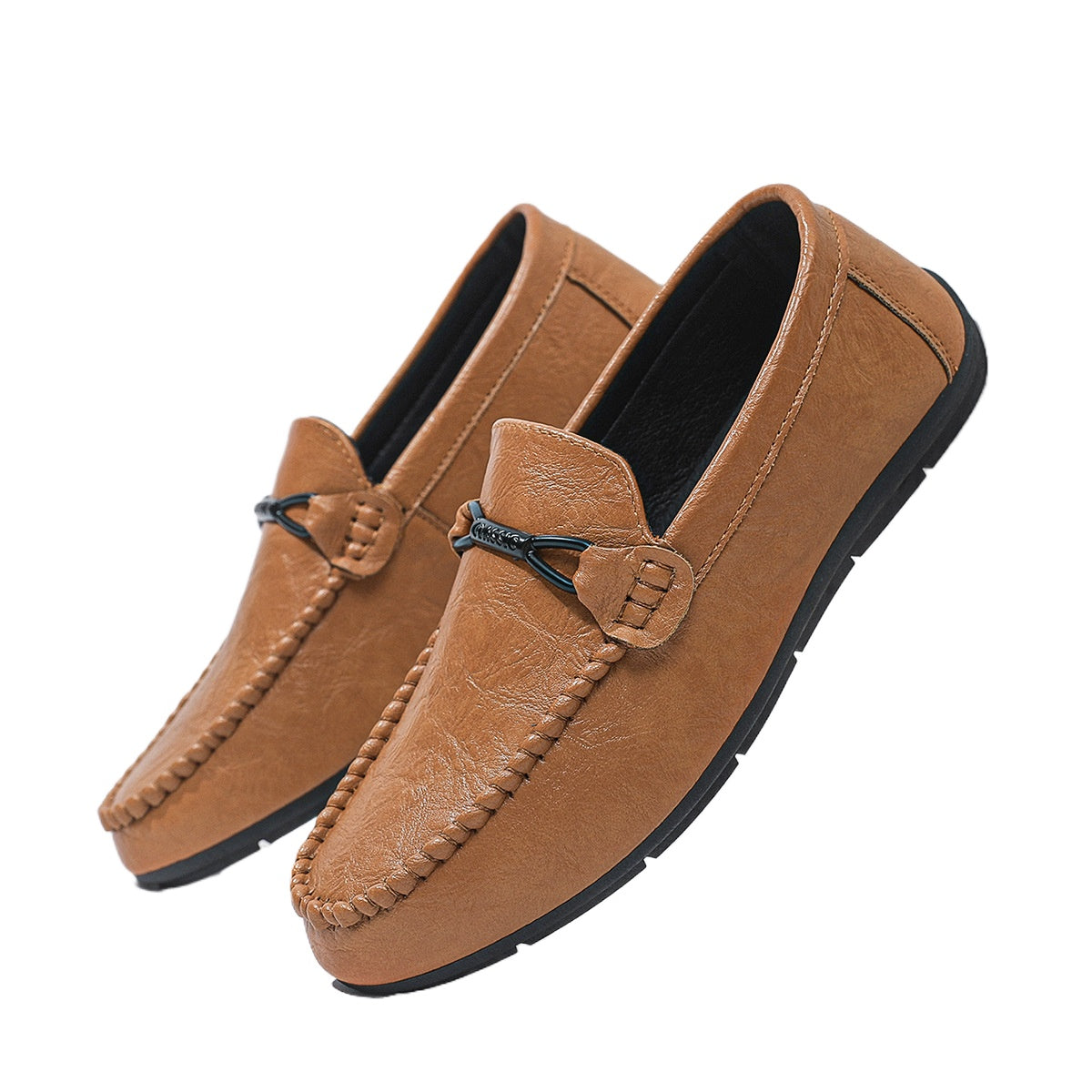 Soft-soled business men's shoes single shoes men's one-pedal Doudou loafers round head flat bottom spring trend low-top 2024