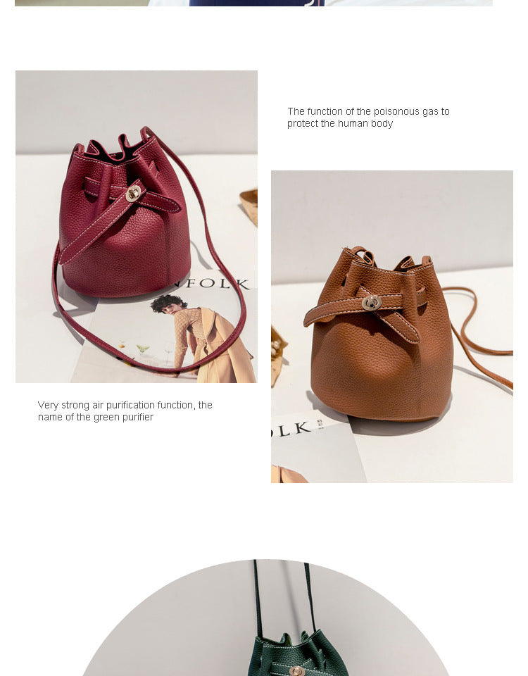 2024 Wide-Band Lock Bucket Bag - Korean Style