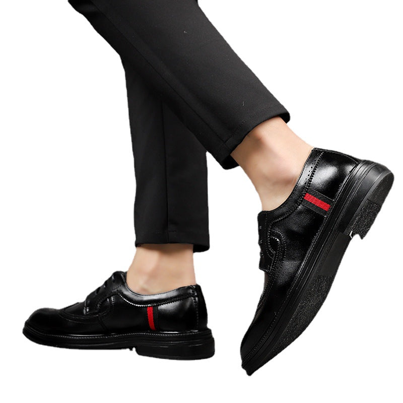Men's Black Leather Formal Shoes, Business, Breathable, Style 4727