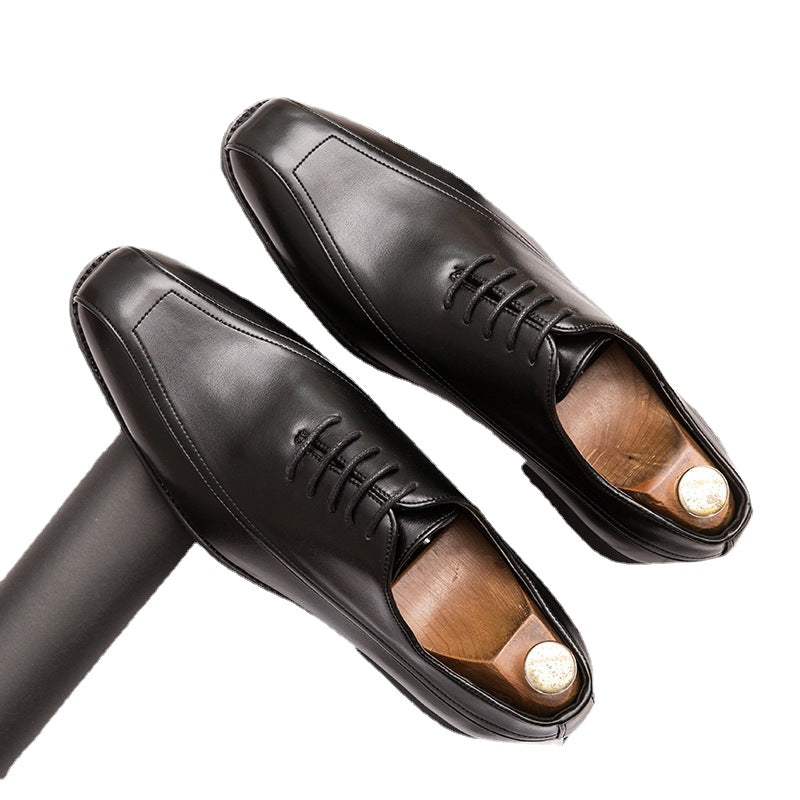 Men's Black Leather Formal Shoes, Retro, Wedding