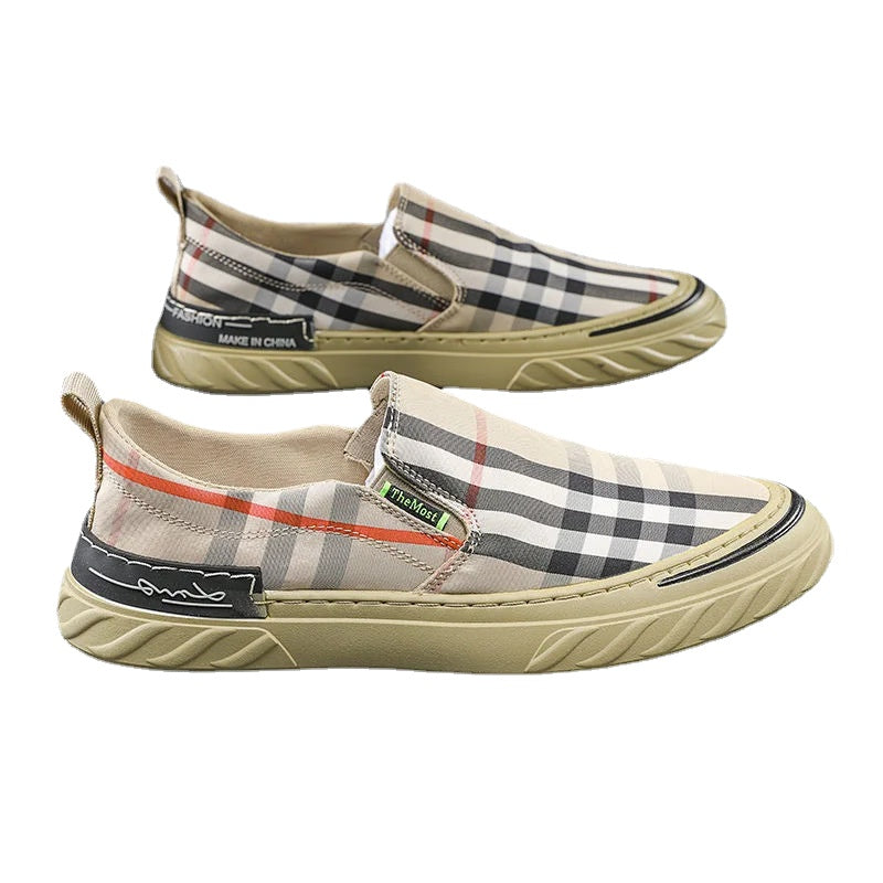 Men's Gray Canvas Driving Shoes, Breathable