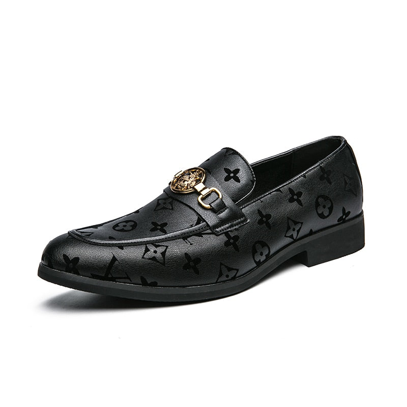 Men's Black Leather Driving Shoes, Business, Wedding, Style 3015