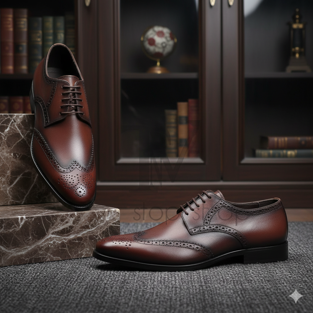 Men's Black Leather Formal Shoes, Style 9703