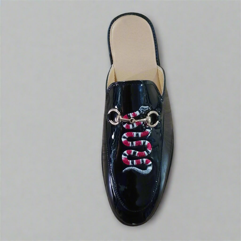 Men's Black Slippers, Style 0647