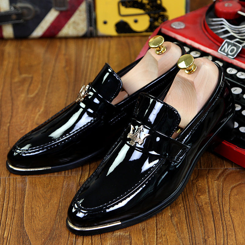 Men's White Leather Formal Shoes, Pointed Toe, Business