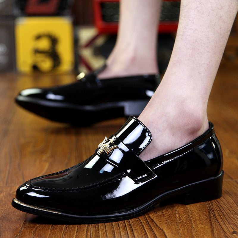 Men's White Leather Formal Shoes, Pointed Toe, Business
