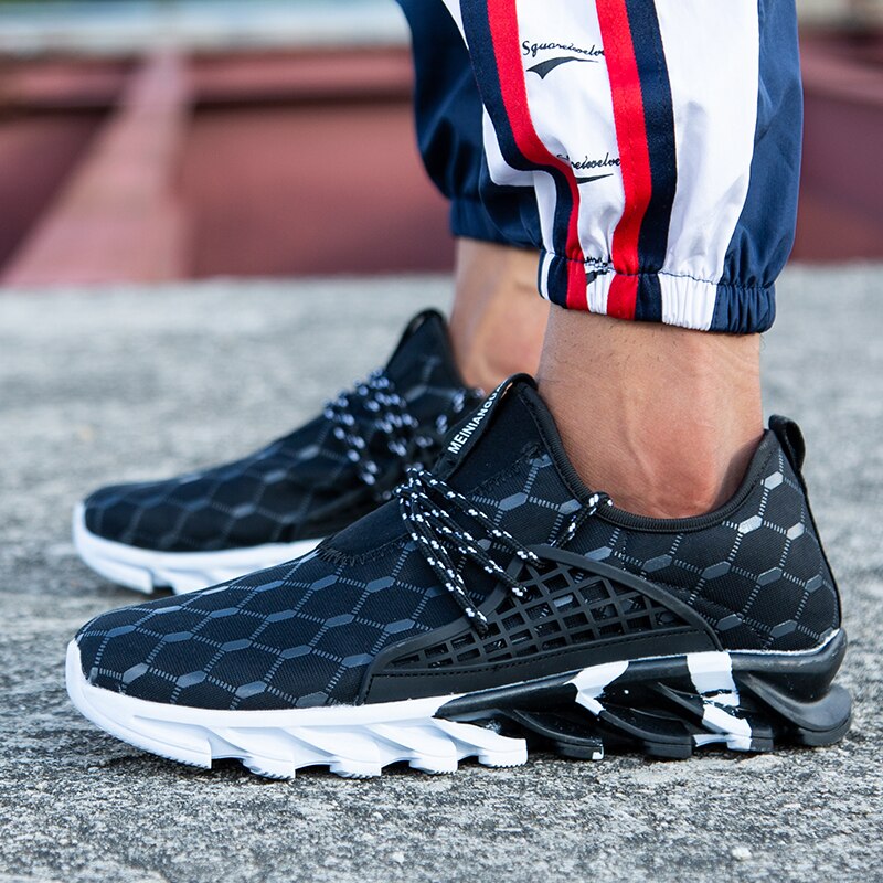 Men's Black Mesh Sneakers, Breathable, Style 0647