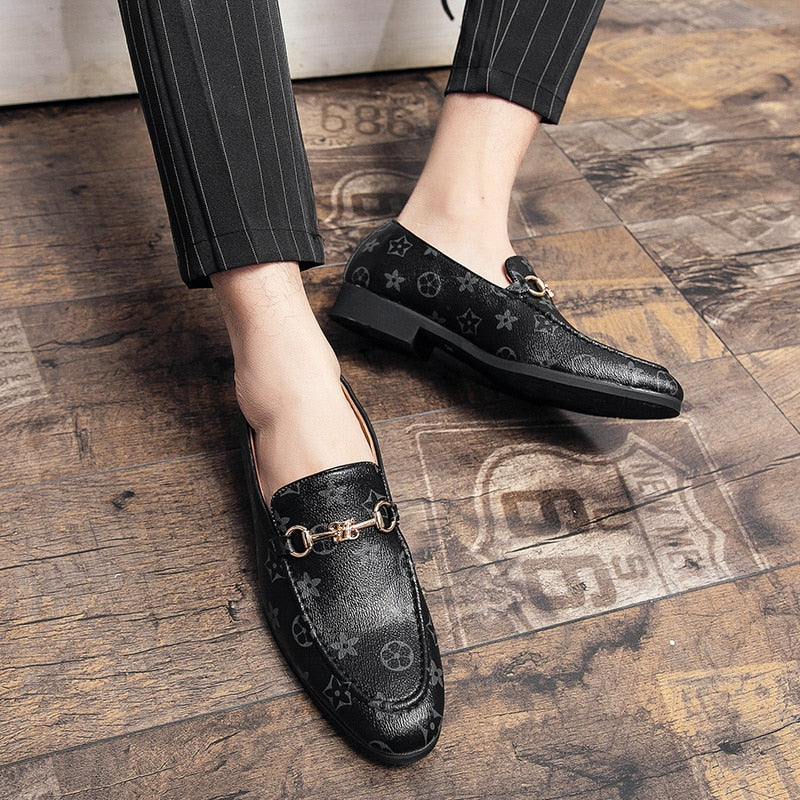 Men's Black Moccasin Loafers, Party