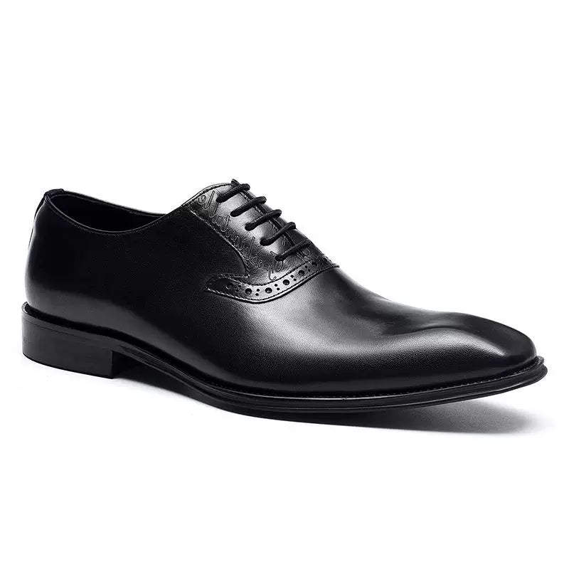 Men's Genuine Leather Derby Shoes, Square Toe, Lace-Up