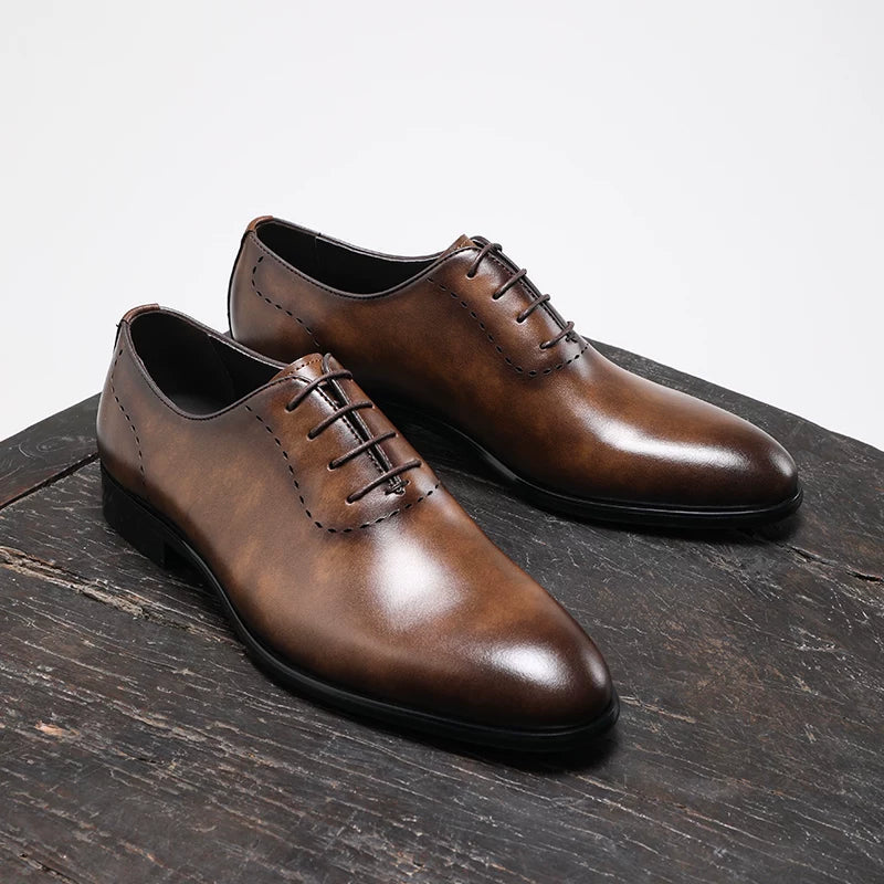 Men's Genuine Leather Oxford Shoes, Handmade, British Style