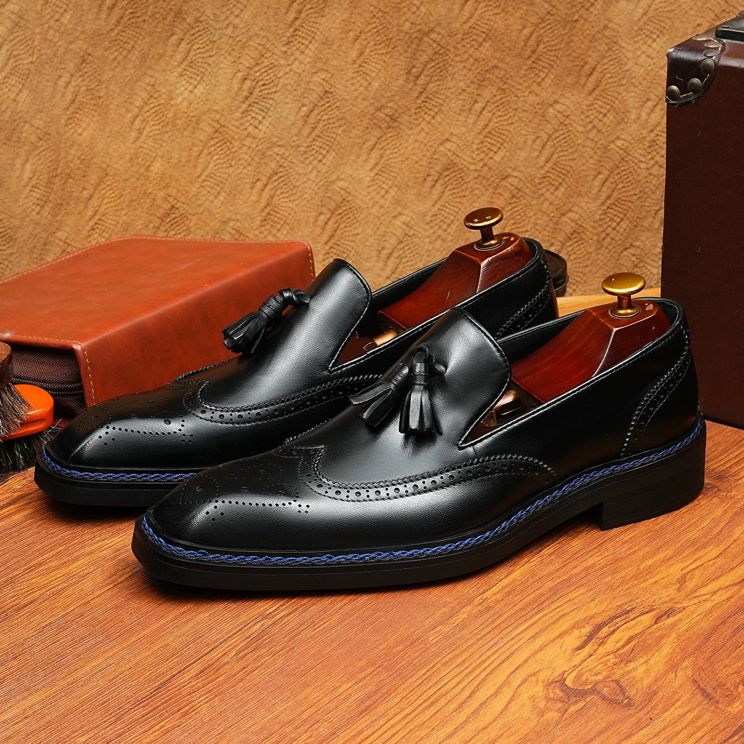 Men's Genuine Leather Loafers, Slip-On, Business