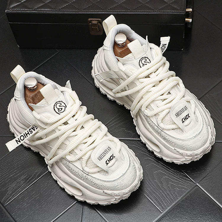 Men's 2026 New Height-Increasing Platform Breathable Lace-Up Retro Dad Shoes