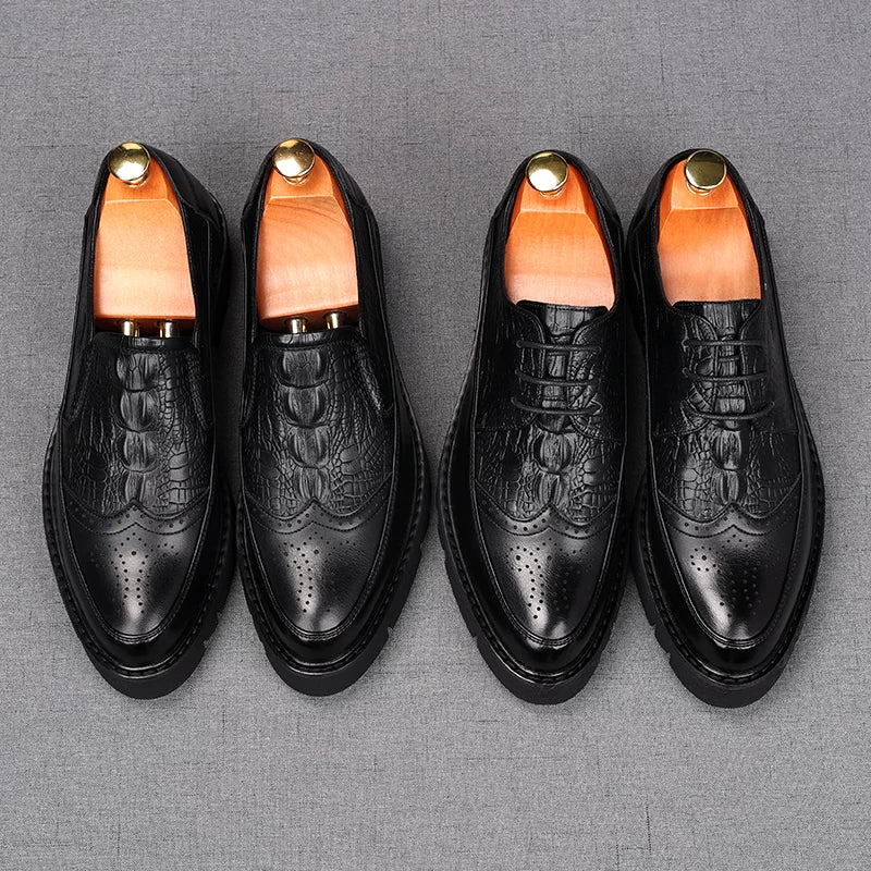 Men's Derby Shoes, Height Increasing, Thick Sole