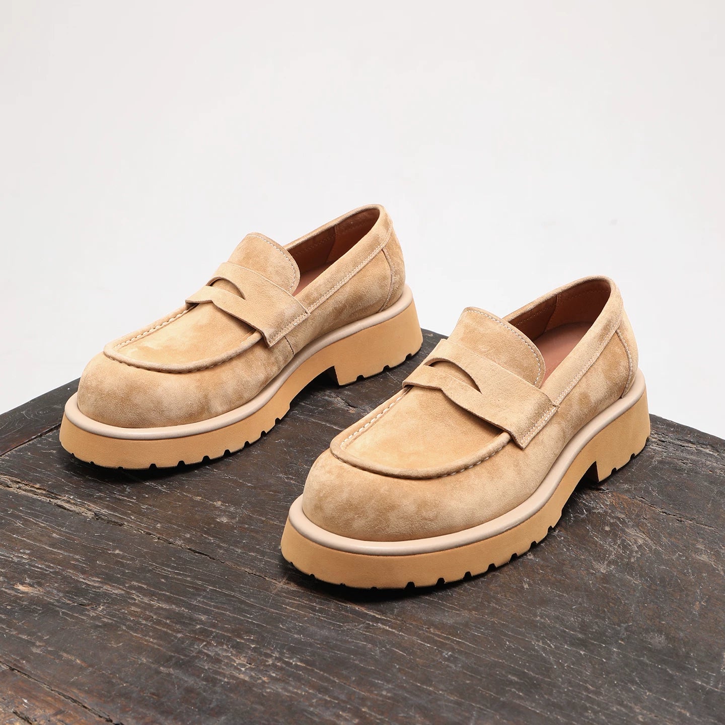 Men's Genuine Leather Loafers, Height Increasing, Thick Sole