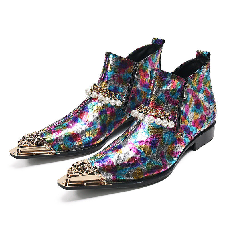 Chelsea boots men's spring and summer British style Martin boots men's mid-top leather boots plus velvet warm men's zipper trendy short boots